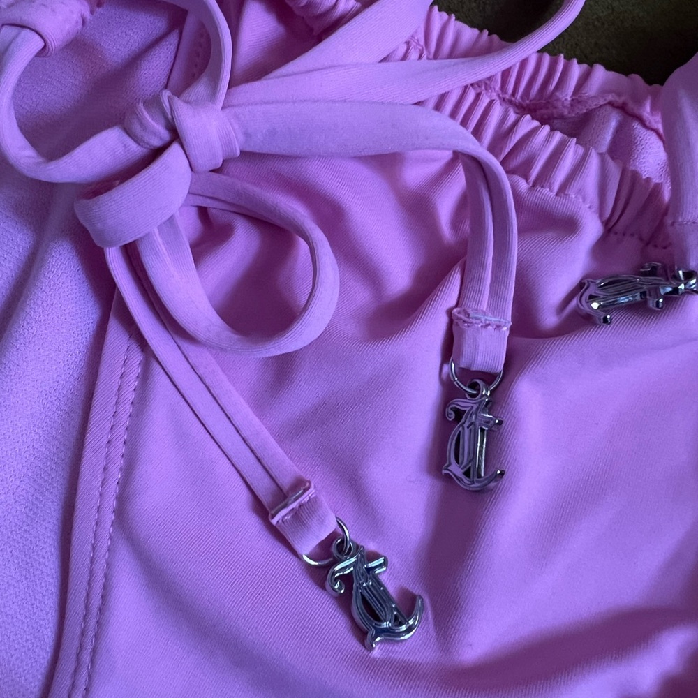 Juicy Couture Pink Rhinestone Bandeau Bikini Set with Charms - Picture 5 of 9